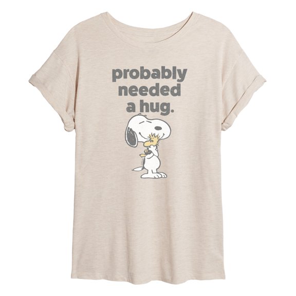 Peanuts - Snoopy Woodstock Need Hug - Womens Oversized Graphic T-Shirt