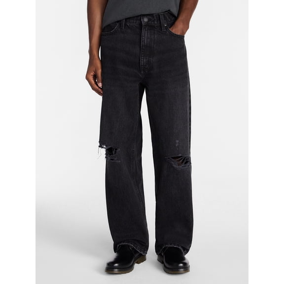 No Boundaries Distressed Baggy Jeans, 100% Cotton 14 oz Denim, Men's 28x32-42x32
