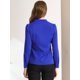thumbnail image 5 of Elegante camisa abotonada cuello alto con escote en V recortado carrera primavera para mujer Azul real XL, 5 of 6