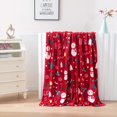 thumbnail image 4 of Super Soft Christmas Prints Fleece Blanket-Holiday Theme Home Décor Fuzzy Warm and Cozy Throws for Winter Bedding, Couch and Gift, 50 x 60 inch, Red Snowman, 4 of 6