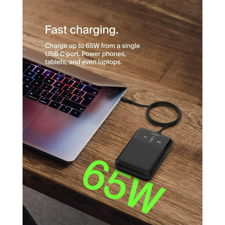Belkin Portable Charger, 3-Port Laptop Power Bank 20,000mAh