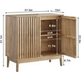 thumbnail image 2 of Sideboard Buffet Cabinet with Storage, Freestanding Kitchen Storage Cabinet with 2 Slatted Doors and Adjustable Shelves, Wooden Cupboard for Kitchen, Entryway (Slatted Door Natural), 2 of 13