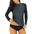 thumbnail image 4 of Women's Block Color Half-Zip Front Long Sleeve UPF 50+ Swim Shirt, 4 of 5