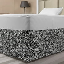 Abstract Bed Skirt, Repeated Concept of Distinctive Dark Spotted Leopard Jaguar Animal Printing, Elastic Bedskirt Dust Ruffle Wrap Around for Bedding Decor, 4 Sizes, Grey and White, by Ambesonne