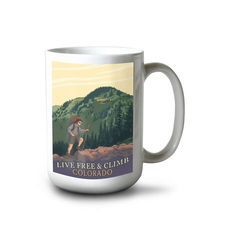 

15 fl oz Ceramic Mug Colorado Live Free and Climb Dishwasher & Microwave Safe