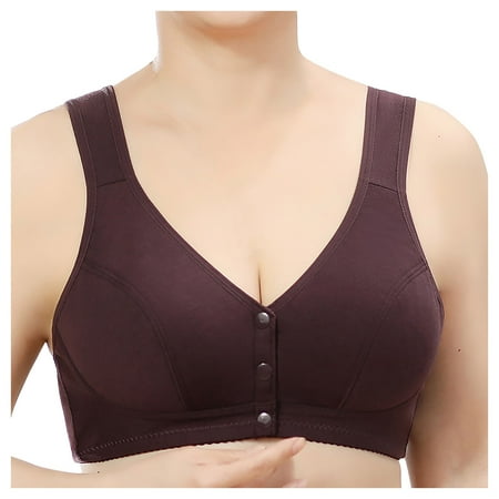 Huuilaibazoo Women s Plus Size Daisy Bra Front Closure Easy Close Sports Bras Wireless Push Up Bra Comfort Sleep Bras