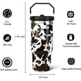 thumbnail image 6 of 30oz Cow Tumbler with Handle and Straw, Stainless Steel Vacuum Insulated Flip Straw 30 oz Coffee Tumbler, Spill Proof Travel Mug, Cow Decor Gifts for Women, 6 of 6