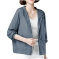 thumbnail image 2 of Fglymey Women Summer Jacket Long Sleeve Hooded Thin Coat Loose Sun Protection Clothing Female Jacket Blue 3XL, 2 of 5