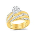 thumbnail image 2 of Diamond Princess 10kt Yellow Gold His Hers Round Diamond Cluster Matching Wedding Set 1 Cttw, 2 of 3