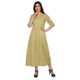 thumbnail image 2 of Moomaya Robes Chinoises pour Femmes Robe Longue Unie en Coton Slub à Manches Retroussables, 2 of 5