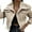 Light Khaki, variant on Women Winter Faux Leather Jacket Long Sleeve Lapel Fleece Linen Coat Zip Up Motorcycle Jacket Warm Sherpa Coat Outwear