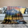 thumbnail image 2 of COMIO  Blanket Soft Fluffy Throw for Sofa Bed Forest Black Bears, 2 of 6