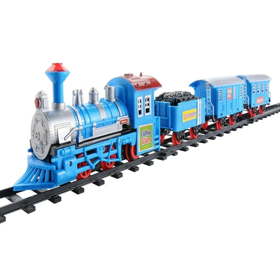 Northlight Lighted and Animated Classic Train Set with Sound - Blue - 14-Piece