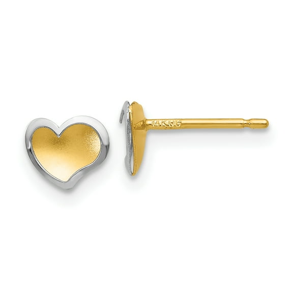 Primal Gold 14 Karat Two-tone Satin Heart Post Earrings