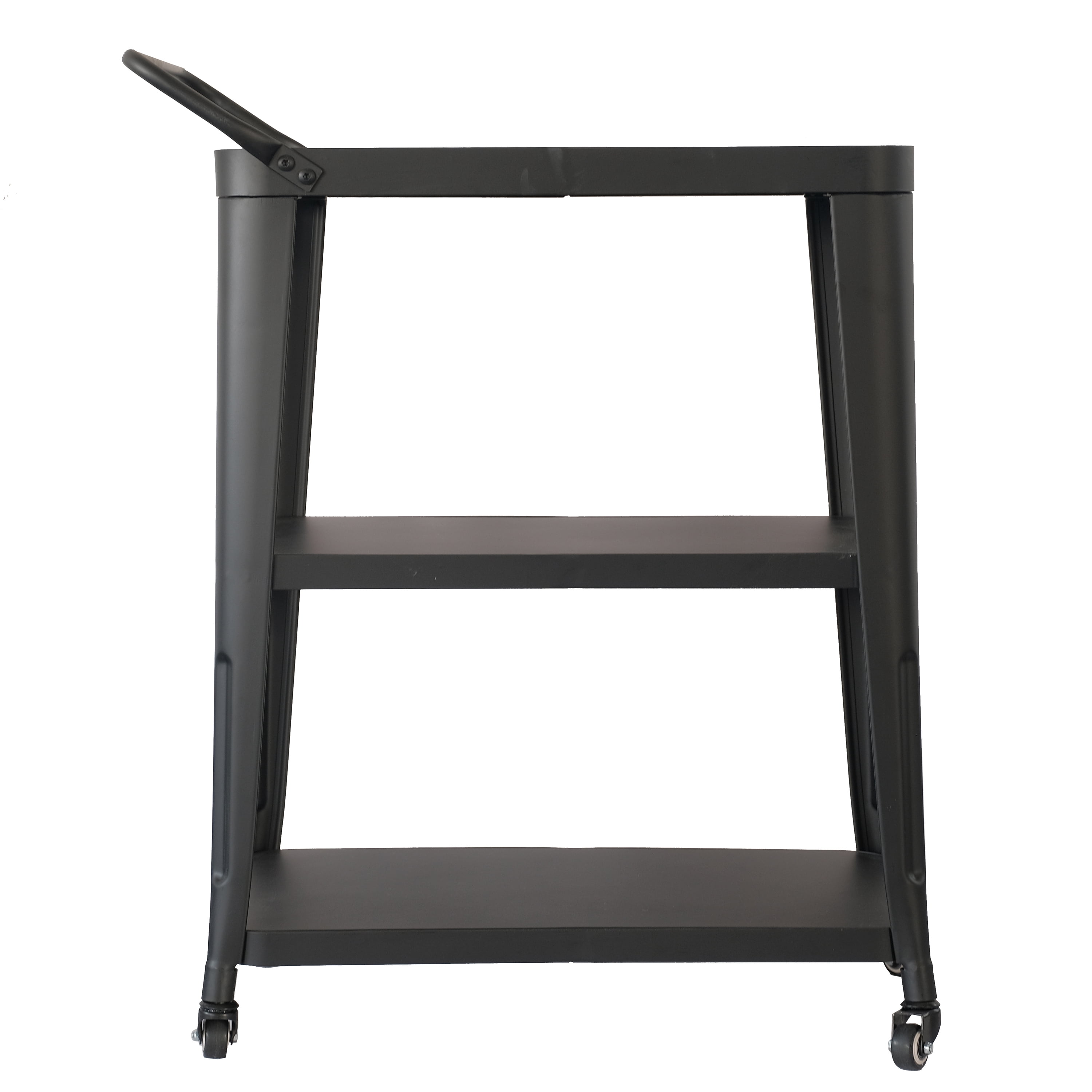 3-Tiered Metal Frame, Industrial Dining Cart with Swivel Wheels, Black