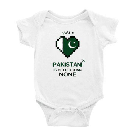 

Half Pakistani Is Better Than None Cute Baby Romper Bodysuit For Boy Girl (White 12-18 Months)