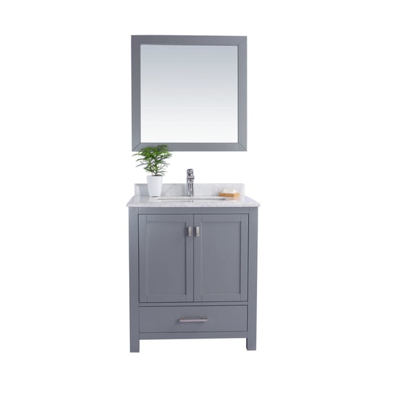 Laviva Wilson 30" Wood Cabinet with Carrara Marble Countertop in Gray/White