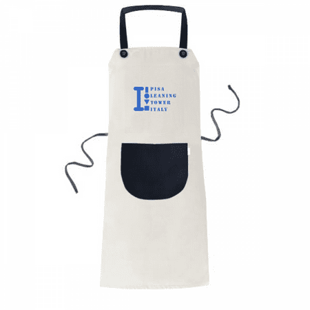 

Pisa Leaning Tower Italy Art Deco Fashion Apron Adjustable Bib Cotton Linen BBQ Kitchen Pocket Pinafore