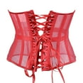 thumbnail image 3 of BYHONG Mesh Corset Waist Trainer for Women - Underbust Corset Lace Up Medium Length Fishbone Strap Waist Closure Thin Waistband Corset Dress for Women Red Corset Tops for Women XL, 3 of 5