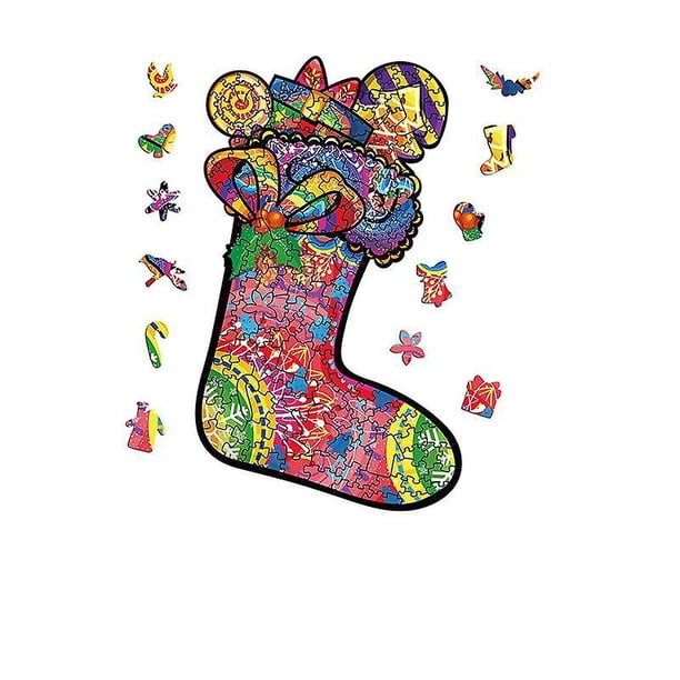 Calcetines navideños irregulares 3D animal puzzle 300 piezas (grande)
