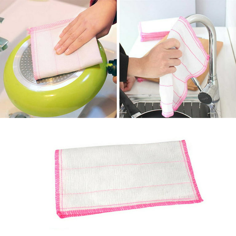 Hot Selling 5pcs Kitchen clean Bamboo Fiber Dishcloth Dish washing Cloth  Rags dishrag Hand Towel for home use tools - AliExpress