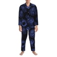 thumbnail image 3 of Wukai Blue-Purple Raspberries Men's Long Sleeve Pajama Set,Long Sleeve Mens Sleepwear with Pockets & Front Fly-X-Large, 3 of 7