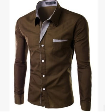 Men's Casual Top Lapel Solid Color Long Sleeve Shirt