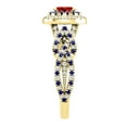 thumbnail image 4 of Dazzlingrock Collection 6X4mm Oval Garnet with Round Blue Sapphire & White Diamond Interweaving Double Halo Wedding Ring for Women in 10K Yellow Gold, Size 6.5, 4 of 6