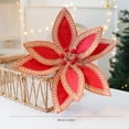 thumbnail image 3 of Artificial Poinsettia Flower Ornament with Glitter Edge for Holiday Home Decor Christmas Tree Wreath Party Decoration Indoor Outdoor Use, 3 of 3