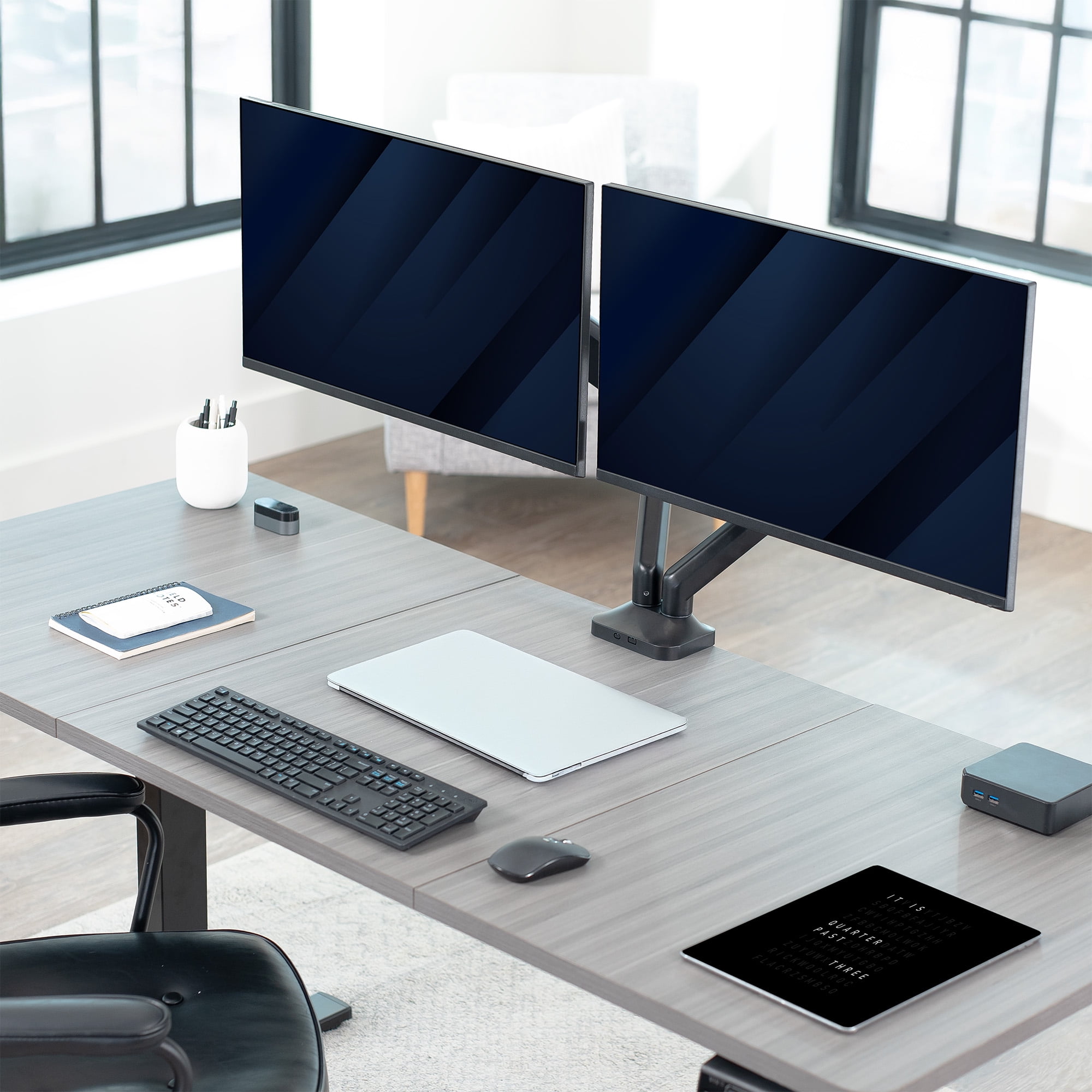 VIVO Pneumatic Arm Dual Ultrawide Monitor Desk Mount, Fits up to 35" Screens