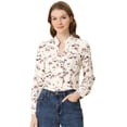 thumbnail image 1 of INSPIRE CHIC Blusa De Manga Larga Con Cuello En V Y Estampado Floral Para Mujer Beige M, 1 of 6