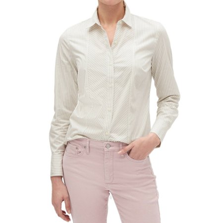 Tailored Fit Mix New Banana Republic Womens Grey White Mixed Stripe Tailored Fit Shirt Sz 12 4079-5 ()