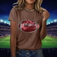 thumbnail image 2 of Football T-Shirts for Women Football Bow Graphic Short Sleeve Crew Neck Tees Game Day Gifts Fashion Loose Tops, 2 of 4