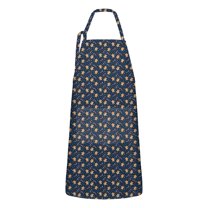 Dark Blue Christmas Gingerbread Apron-Garden Aprons for Women with Pockets-Cotton Linen Waterproof Kitchen Cooking Gardening Aprons Adjustable for Kitchen,Cooking,BBQ and Salon 32"x27"