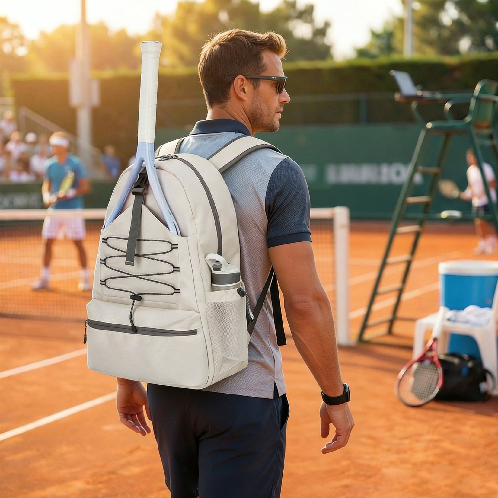 High-quality Tennis Backpack for 2 Rackets – Large Capacity Water-Resistant Bag with Ventilated Shoe Compartment, Multiple Pockets, Fence Hook – For Men & Women