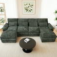 thumbnail image 6 of SEENYOO 110.24" U-Shaped Couch, Cloud Modular Sectional Sofa with Chenille Fabric, 4-Seat Comfy Couch for Living Room, Black-Gray, 6 of 11