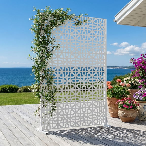 MAYEERTY 72*47in Outdoor Privacy Screen, Powder Coated Metal Privacy Panel, Privacy Divider for Patio, Balcony, Garden