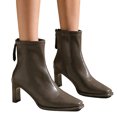 thumbnail image 7 of Women’s High Block Heel Back Zipper Ankle Booties, Elegant Dress Short Boots, Fashion Comfort Heeled Ankle Boots for Party Office Women Gray 9.5, 7 of 7