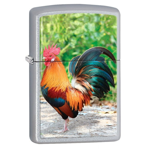 Zippo Lighter: Colorful Rooster - Satin Chrome 80697