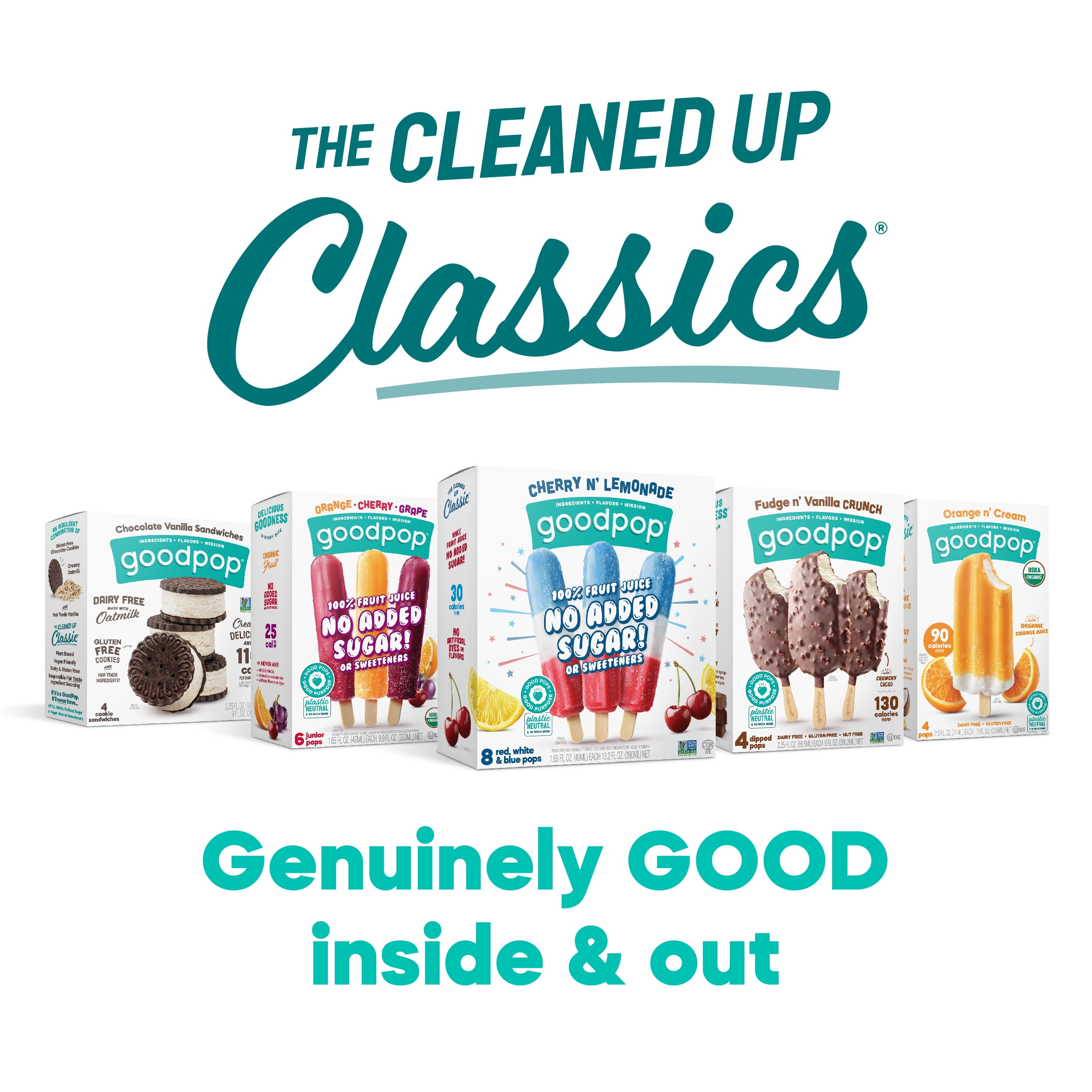 GoodPop Chocolate Vanilla Sandwiches Dairy-Free Oat Milk Frozen Dessert, 4 CT