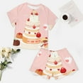 thumbnail image 4 of Cartoon Cake Women's Ruffle Short Sleeve Tops And Shorts Cute Peeps Bunny Pajamas Sets, 4 of 7