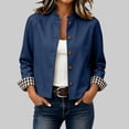 thumbnail image 6 of Edvintorg Women Jacket Fashion Ruffle Button Down Coat Long Sleeve Loose Casual Outerwear with Pocket Women's Clothing Navy S-2XL, 6 of 9