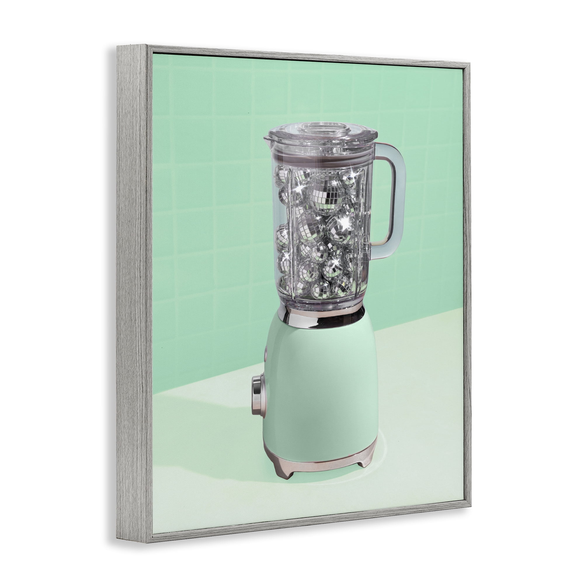 Stupell Industries Disco Drink Blender over Green Gray Framed Giclee Art, design by LISH Creative