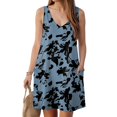thumbnail image 6 of vigerkar Women's Summer U Neck Dress 2025 A-Line Floral Sleeveless Casual Sundresses with Pockets Blue, XXL, 6 of 7