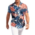 thumbnail image 2 of Sewkxo Mens Hawaiian Shirt Short Sleeve Button Down Tropical Shirts Casual Floral Summer Beach Shirt,Blue M, 2 of 6