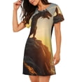 thumbnail image 2 of Yiaed Seaside Sunset Cool Dragon Print Women's Loose-Fit Short Sleeve Nightgown, Soft and Comfortable Sleep Dress for Relaxation and Sleepwear, 2 of 6