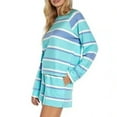 thumbnail image 4 of Wildfox Women's Relaxed Fit Super-Soft Sweatshirt & Short Lounge Set (Blue Stripe, L), 4 of 4