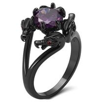 Dragon Ring for Women Solitaire Cz Black Gothic Engagement Ring Ginger Lyne Collection