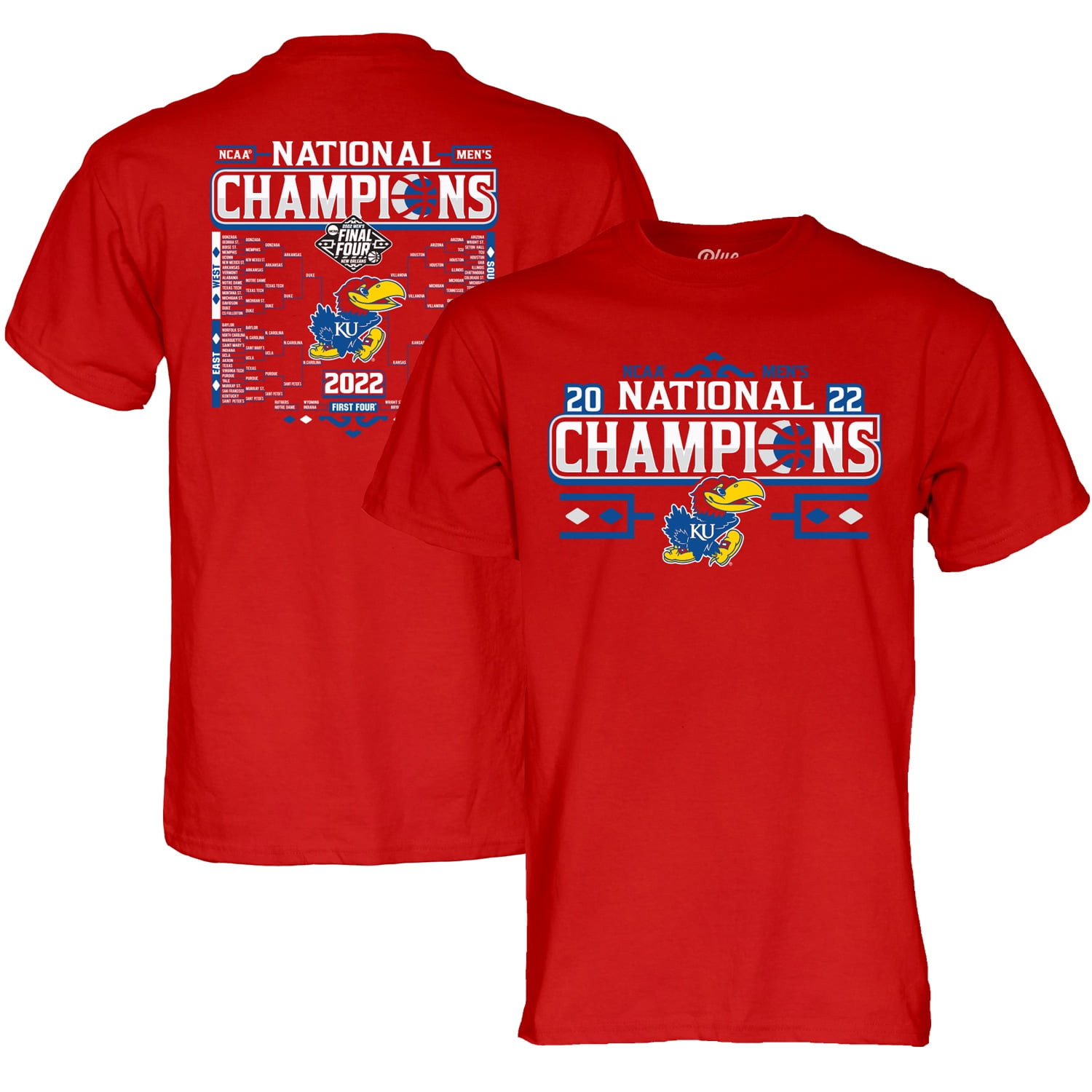 Blue 84 Men's NCAA Kansas Jayhawks National Basketball Champions T-Shirt 2022 Hoops 