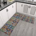 thumbnail image 2 of Brown Traditional Tile Pattern Kitchen Rugs Sets Of 2,Anti Fatigue Kitchen Mat Rugs Non Slip Washable,Decorative Kitchen Floor Mats for Kitchen,Sink,Laundry,17"x30"+17"x47", 2 of 7